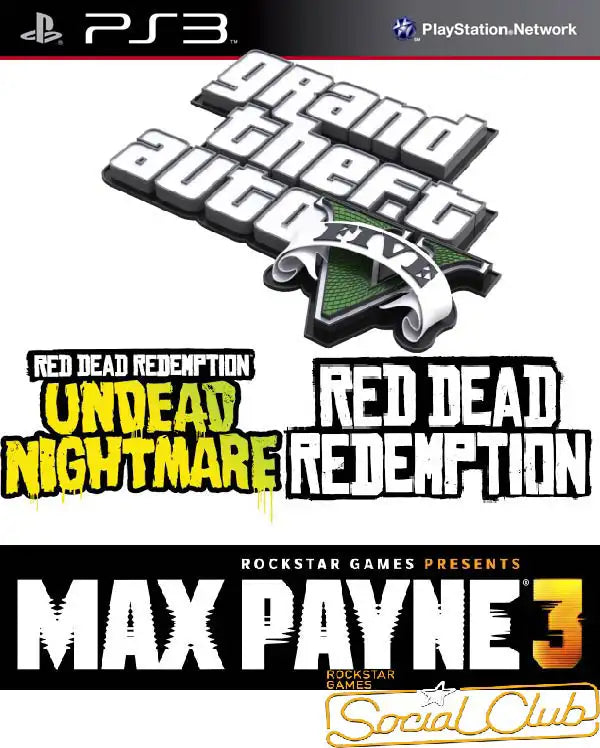 Portada o Cover de Juego Digital ps3 Pack gta5 + Maz payne + Red Dead+Nightmare